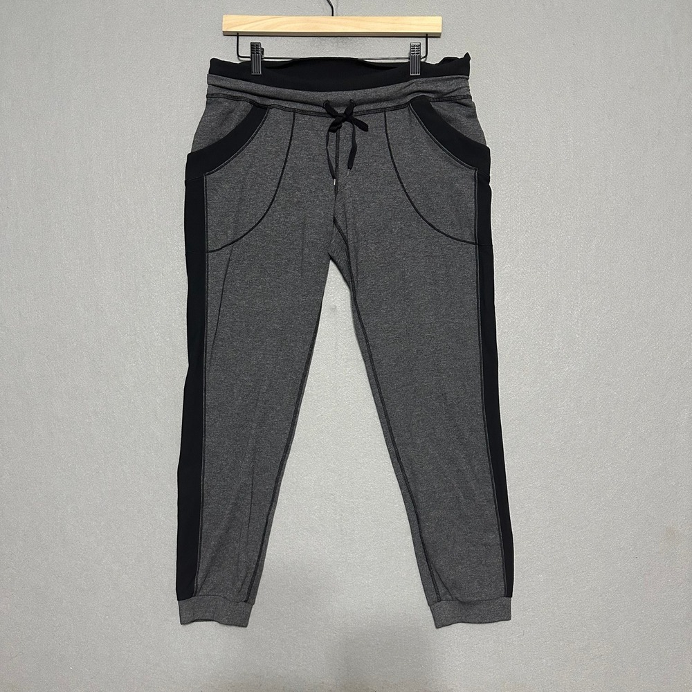 Lululemon Heathered Charcoal Grey Black Side Panel Joggers Size 10